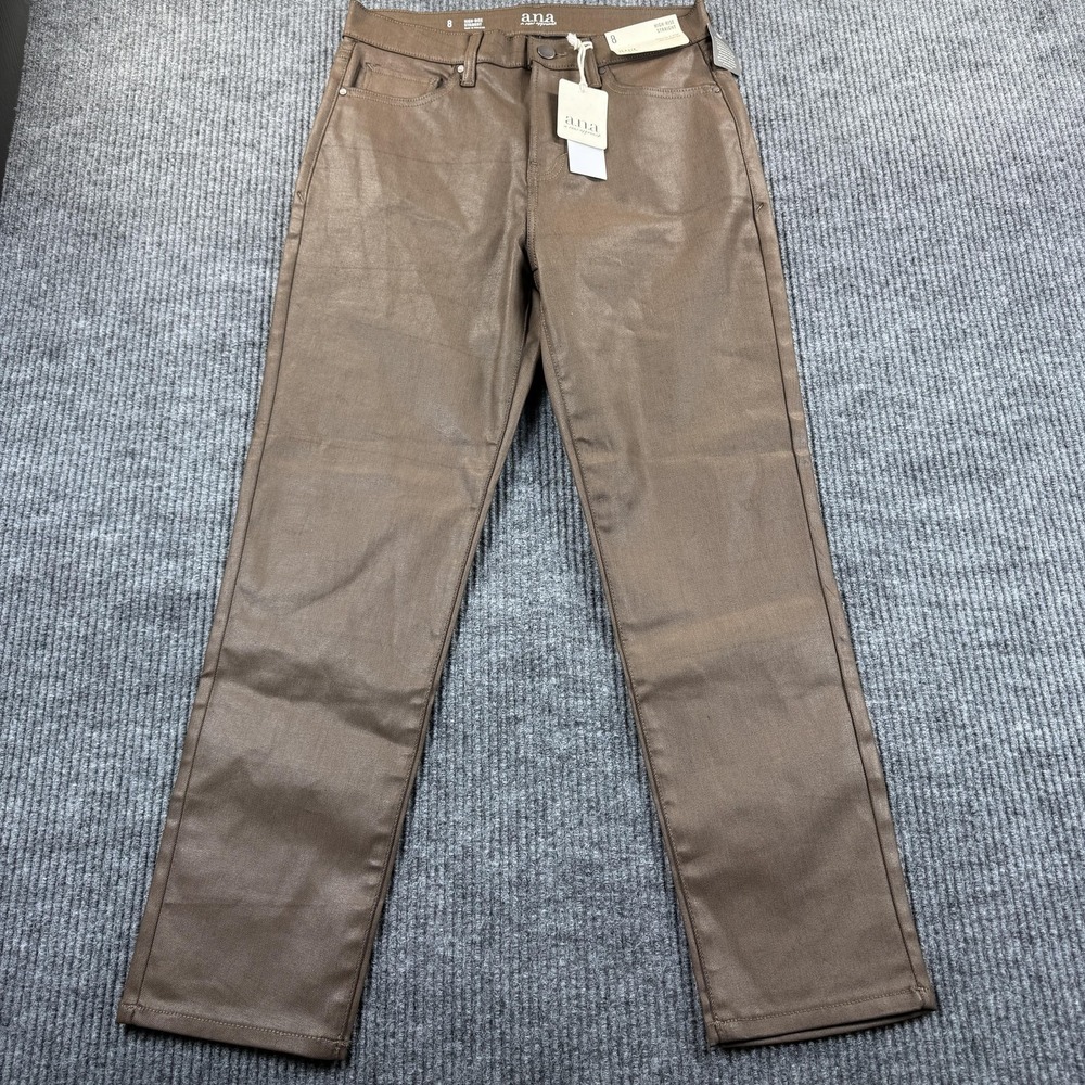 ANA‎ A New Approach High Rise Straight Jeans Womens 8 Brown Stretch Slim 29x26